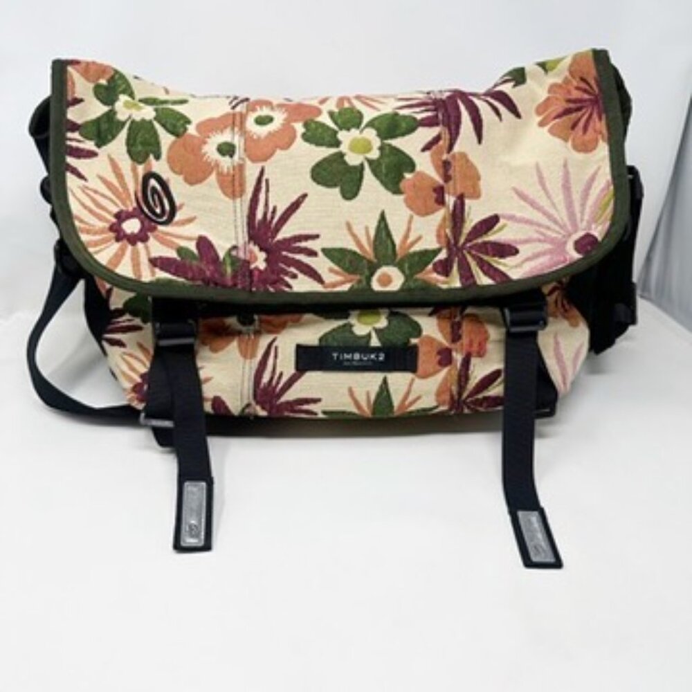 Timbuk2 Floral Messenger Bag in Cream, Green, Orange, Purple